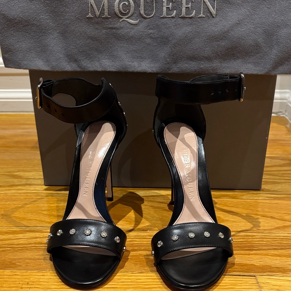 Alexander McQueen Black Studded High-Heel Sandals